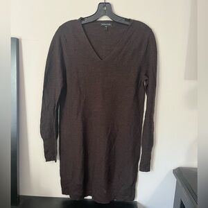 Eileen Fisher Dark Brown Merino Wool V-Neck Sweater Size S